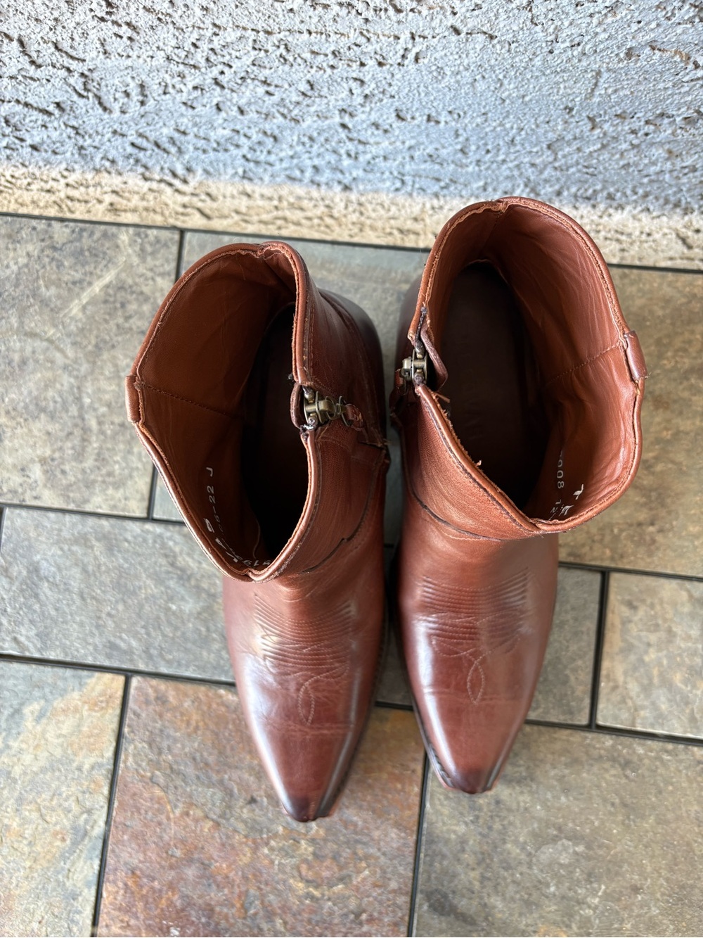 Tecovas The Daisy Women's Brown Leather Western Ankle Boots - Picture 4 of 9